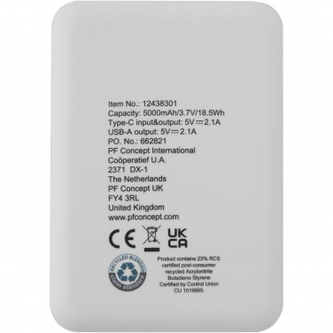 Logo trade mainostuotet tuotekuva: Asama 5 000 mAh:n Type-C-varavirtalähde kierrätetystä muovista